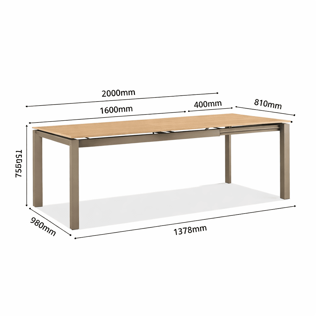 SIGRUN | שולחן אוכל מלבני 140/80 ס"מ, נפתח ל - 200 ס"מ עד 8 סועדים - KUALA