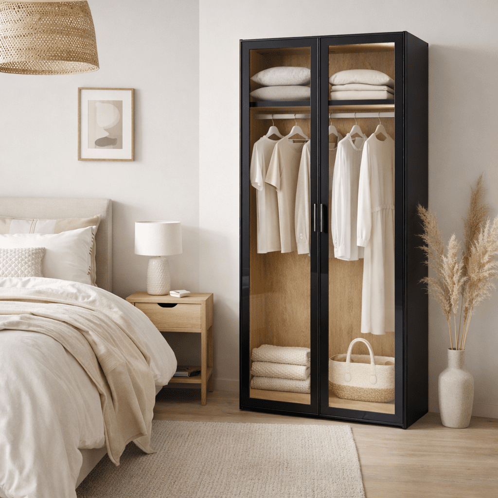 SIGVU | ארון דלתות פתיחה ממלמין בשילוב זכוכית שקופה - KUALA