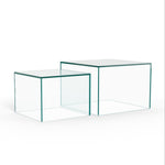 BENTO | זוג שולחנות סלון מרובעים מזכוכית מחוסמת