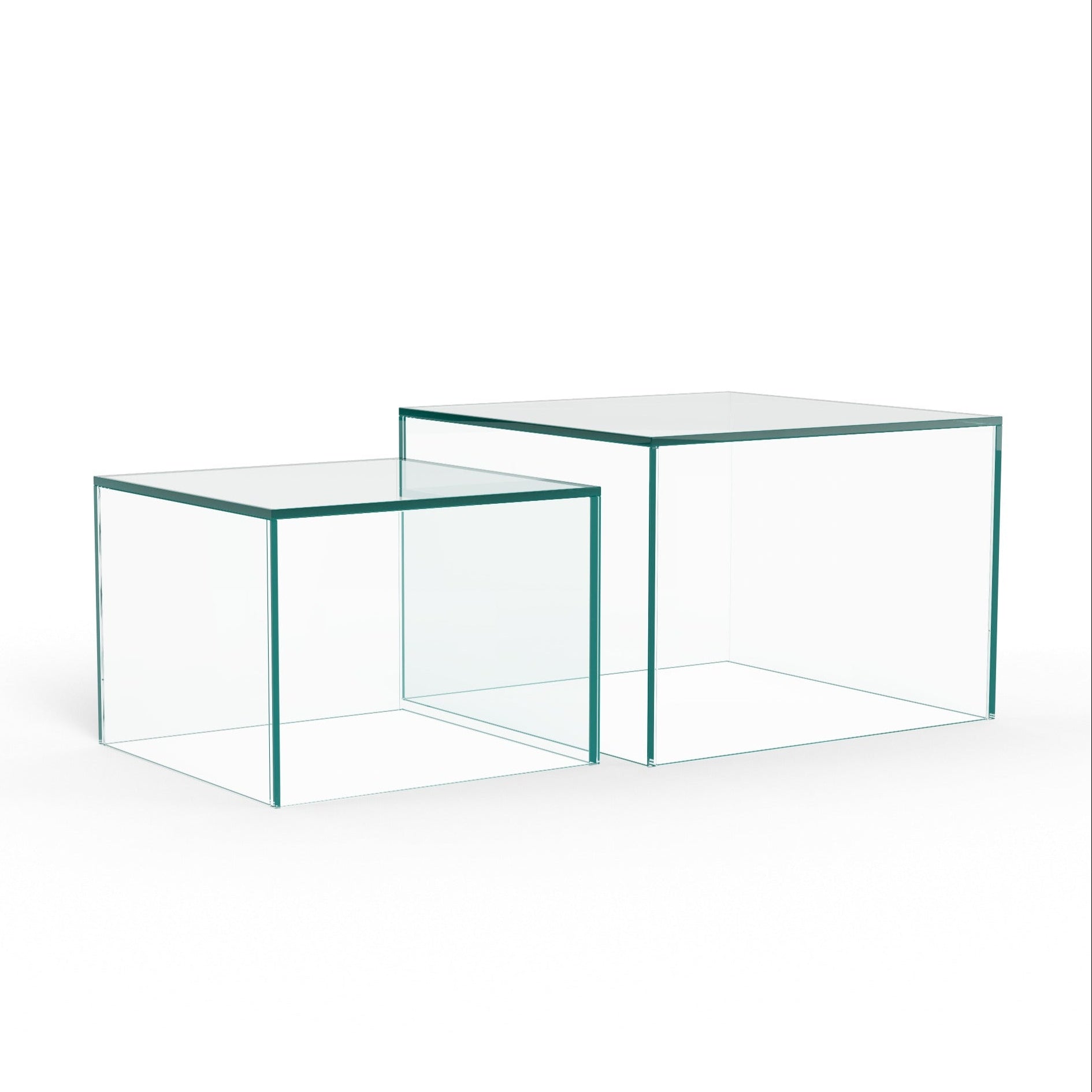 BENTO | זוג שולחנות סלון מרובעים מזכוכית מחוסמת