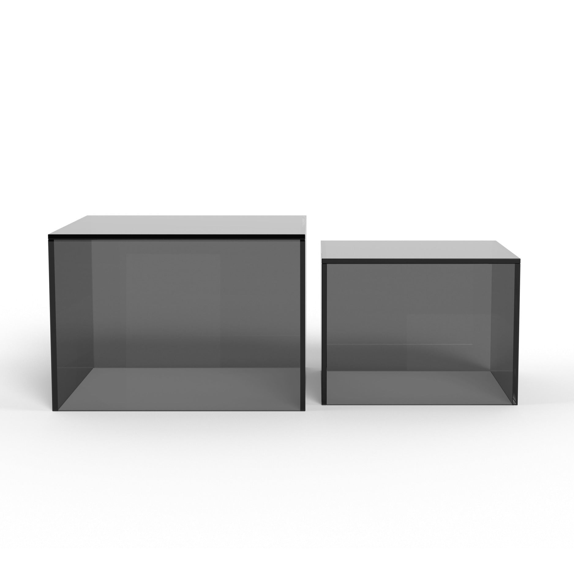 BENTO | זוג שולחנות סלון מרובעים מזכוכית מחוסמת