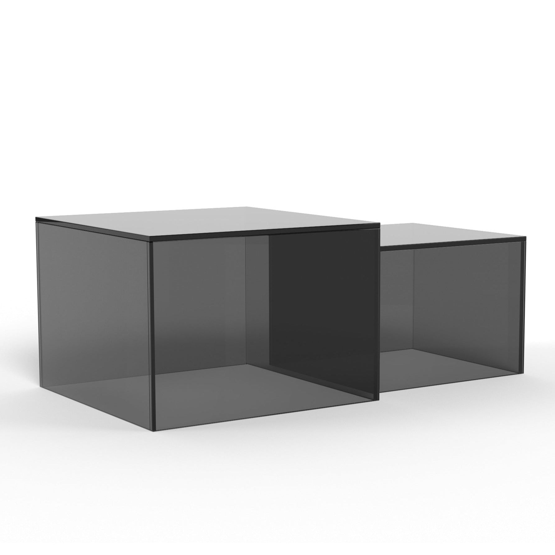 BENTO | זוג שולחנות סלון מרובעים מזכוכית מחוסמת