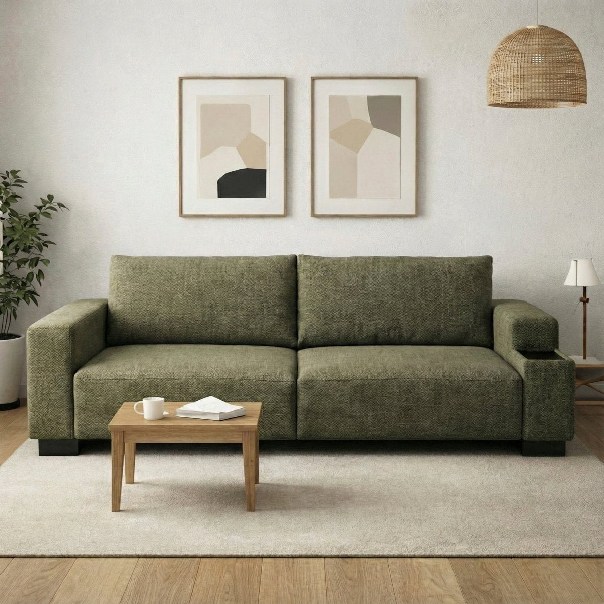 STENA | ספה תלת מושבית מודרנית מרופדת בבד אריג - KUALA