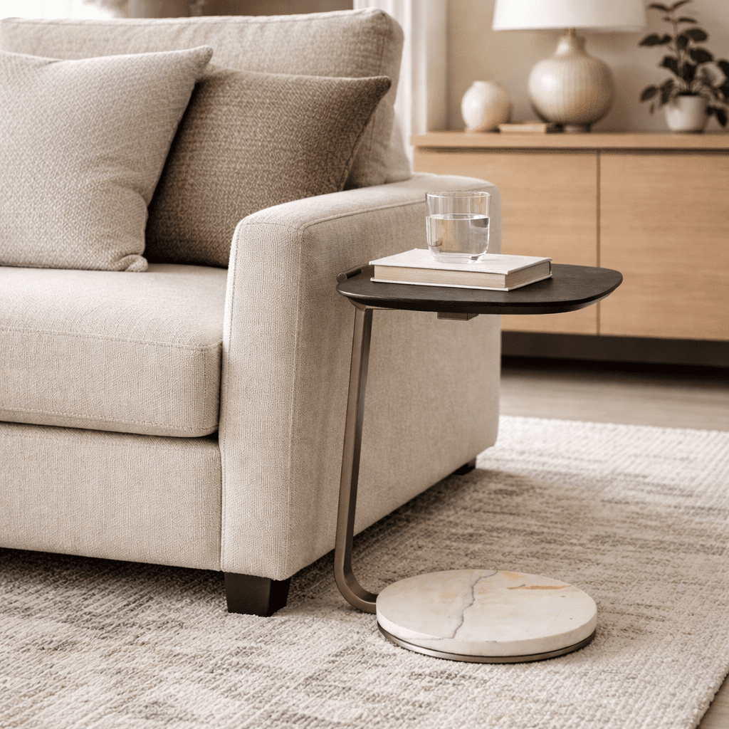 SVALAN | נשכן ריבועי מפורניר, מתכת ודמוי שיש, 45/45 ס"מ - KUALA