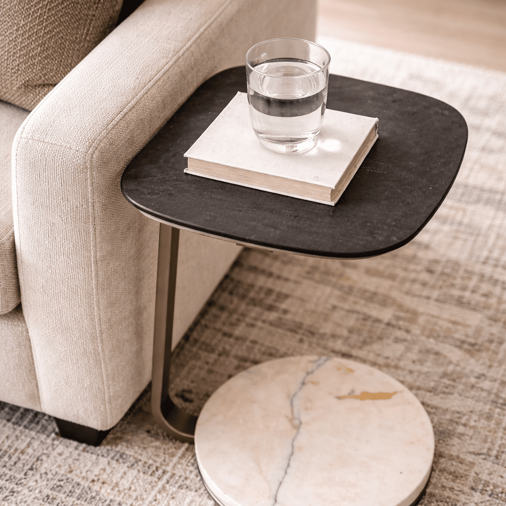 SVALAN | נשכן ריבועי מפורניר, מתכת ודמוי שיש, 45/45 ס"מ - KUALA