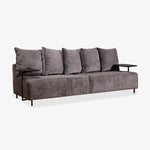 ULFIL | ספה תלת מושבית מודרנית מרופדת בבד אריג עם מגשי עץ - KUALA