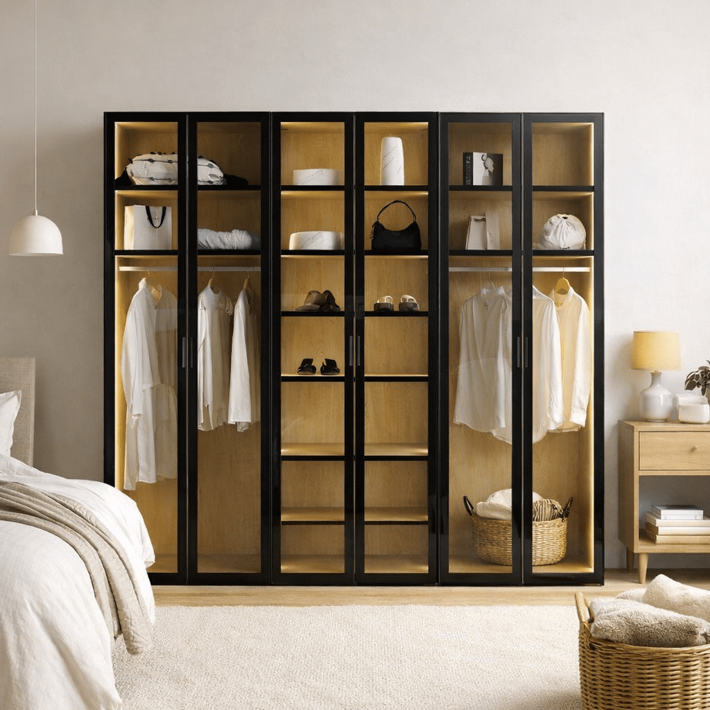 ULFORSA | ארון דלתות פתיחה ממלמין בשילוב זכוכית שקופה - KUALA