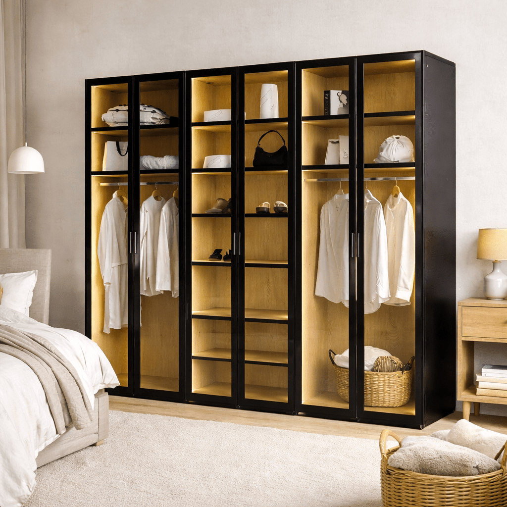 ULFORSA | ארון דלתות פתיחה ממלמין בשילוב זכוכית שקופה - KUALA