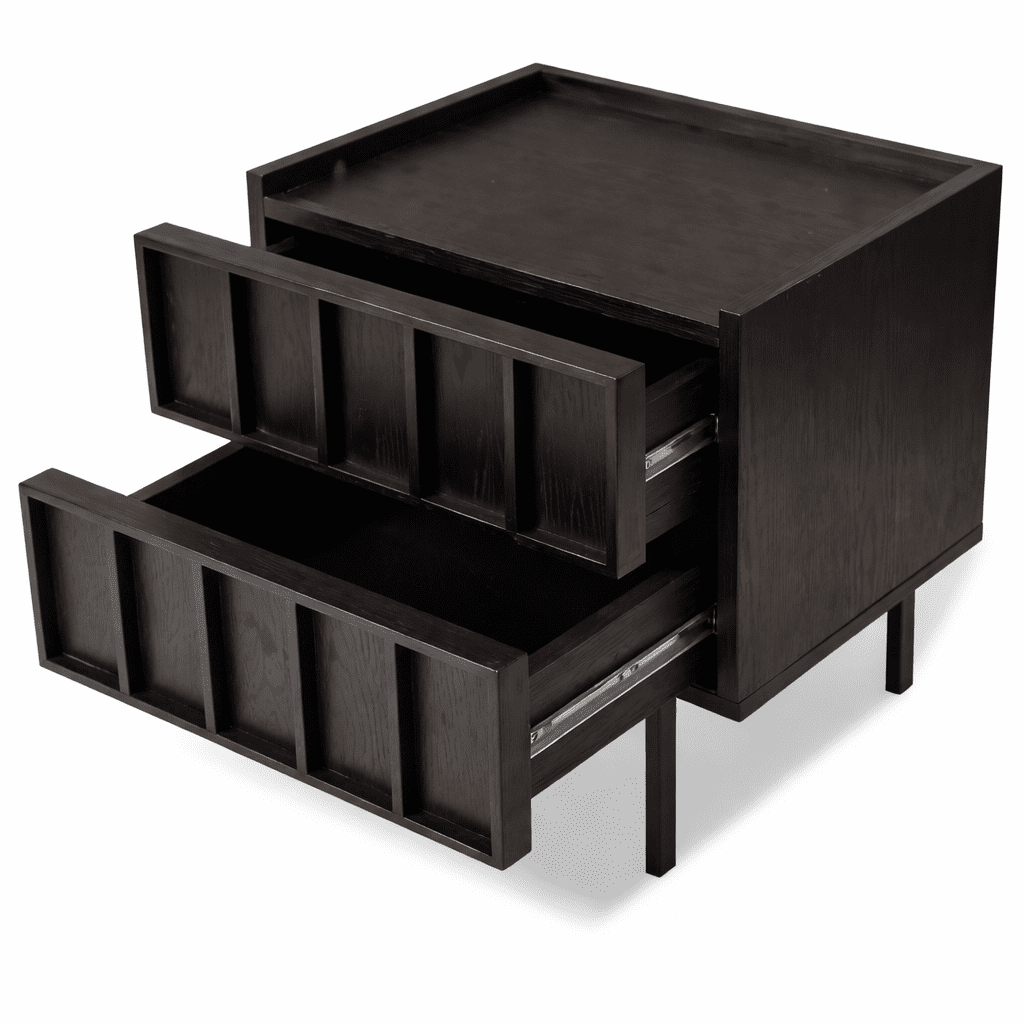 UNNBORG | שידת לילה מעץ ומתכת, 48/44 ס"מ, עם מגירות ומגש עליון - KUALA