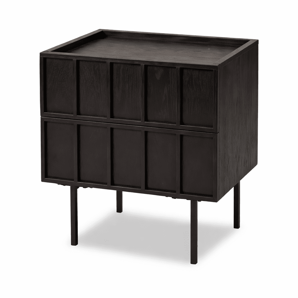 UNNBORG | שידת לילה מעץ ומתכת, 48/44 ס"מ, עם מגירות ומגש עליון - KUALA