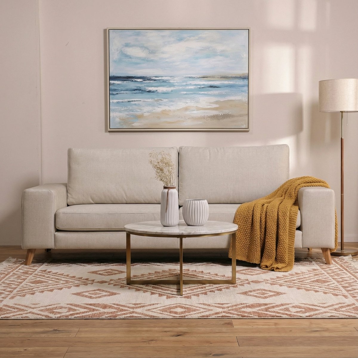 UNNOYA | ספה דו מושבית מודרנית מרופדת בבד אריג - KUALA