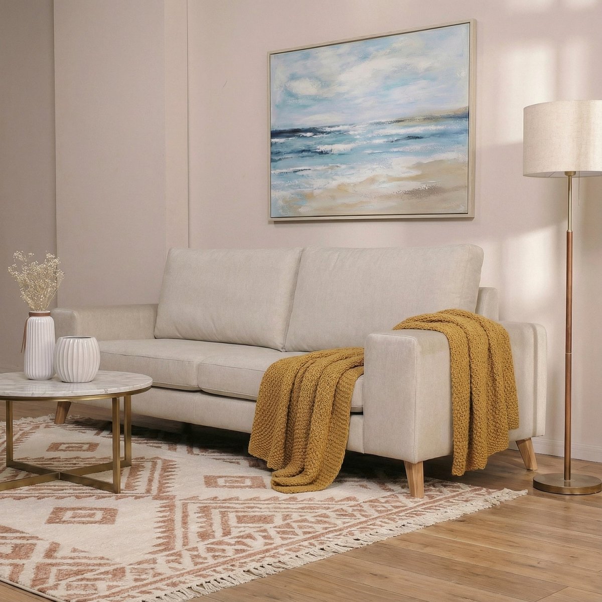 UNNOYA | ספה דו מושבית מודרנית מרופדת בבד אריג - KUALA