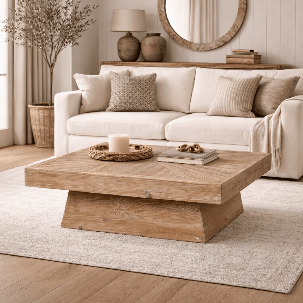 YANGU | שולחן סלון ריבועי מעץ אשוח ממוחזר, 100/100 ס"מ - KUALA