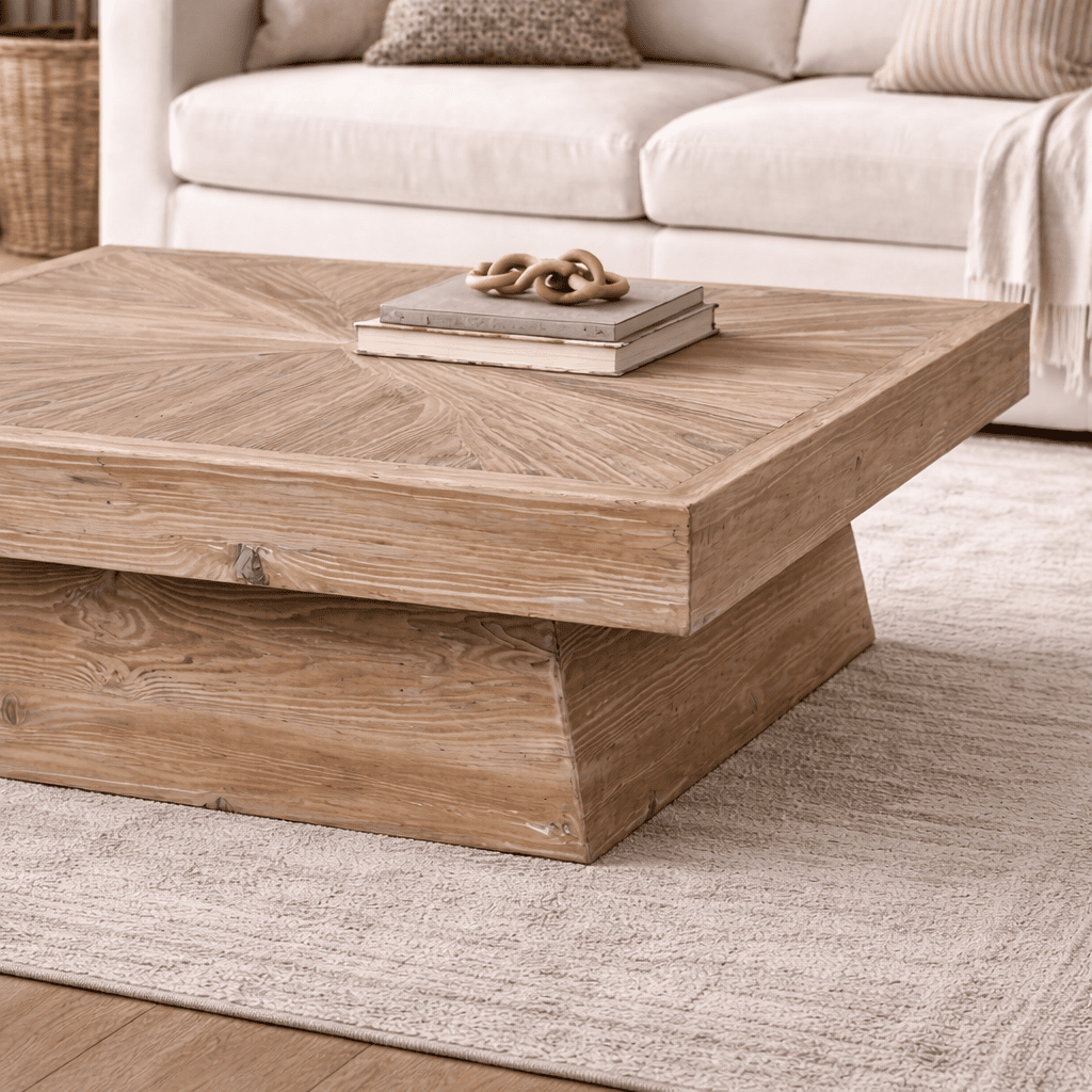 YANGU | שולחן סלון ריבועי מעץ אשוח ממוחזר, 100/100 ס"מ - KUALA