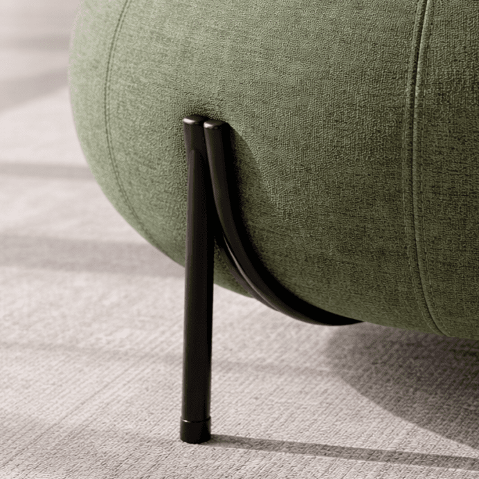 YASALO | הדום עגול מרופד בבד אריג בגוון ירוק - KUALA