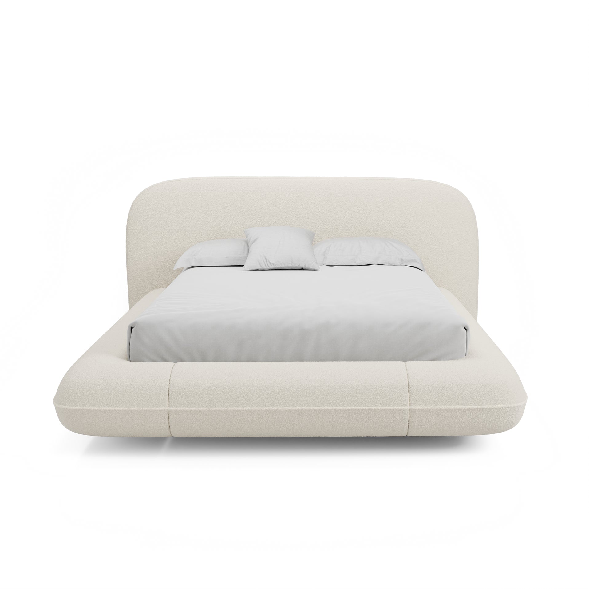 FUNGER | מיטה זוגית מרופדת בבד בוקלה