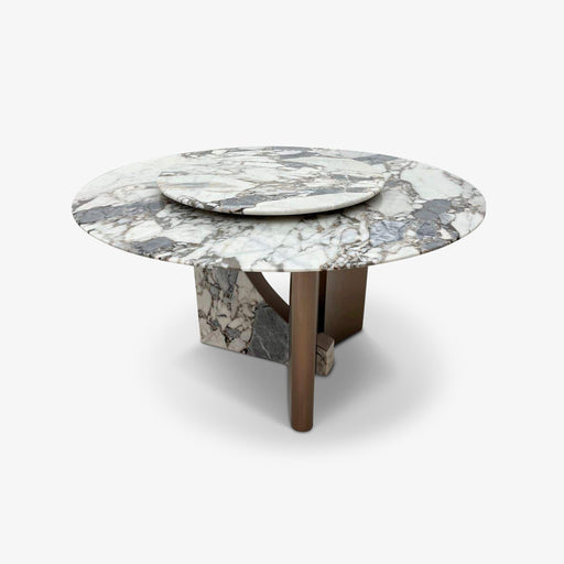 מעבר לעמוד מוצר Alessio | שולחן אוכל עגול, קוטר 140 ס"מ עם פלטת אבן שיש מקורית