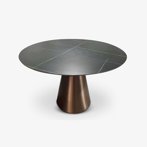 מעבר לעמוד מוצר Jannetiso | שולחן אוכל עגול, קוטר 120 ס"מ עם פלטת פורצלן שחורה
