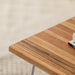 תמונה מזווית מספר 4 של המוצר KLOVER | שולחן מעוצב עשוי סטריפים של עץ אלון, ועם רגלי סיכה לבנות