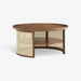 תמונה מזווית מספר 3 של המוצר Beau | שולחן סלון עגול מעץ מלא בגוון אגוז עם מסגרת ראטן
