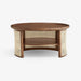 תמונה מזווית מספר 2 של המוצר Beau | שולחן סלון עגול מעץ מלא בגוון אגוז עם מסגרת ראטן