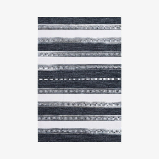 מעבר לעמוד מוצר ESKEL | שטיח 100% כותנה בדוגמאת פסים בגווני שחור ולבן