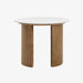 תמונה מזווית מספר 5 של המוצר SOREN | שולחן צד עגול בשילוב עץ אלון מלא ופלטת קרמיקה בגימור שיש