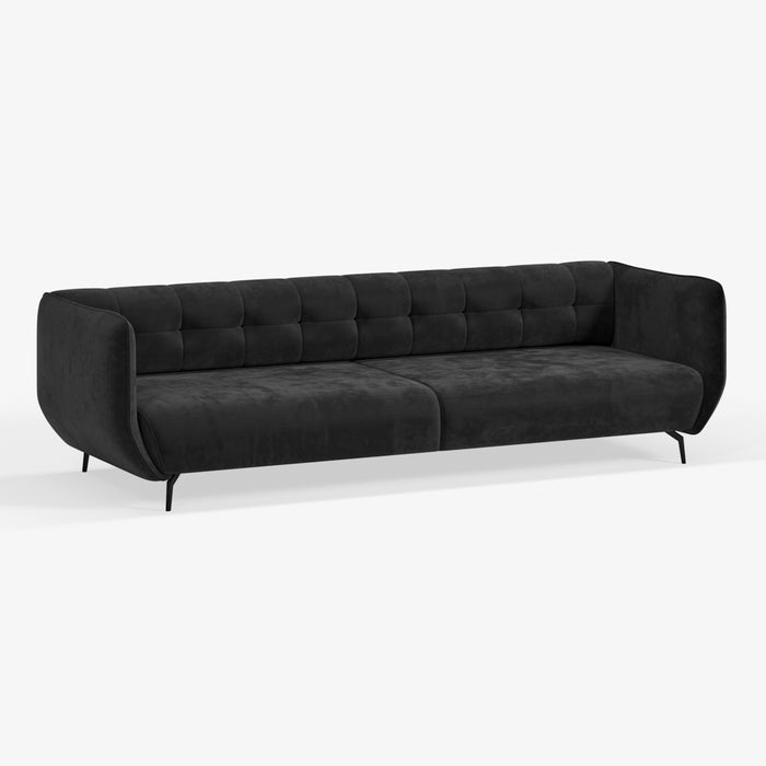RADA | ספה דו מושבית שחורה מודרנית עם ריפוד קטיפה רחיצה