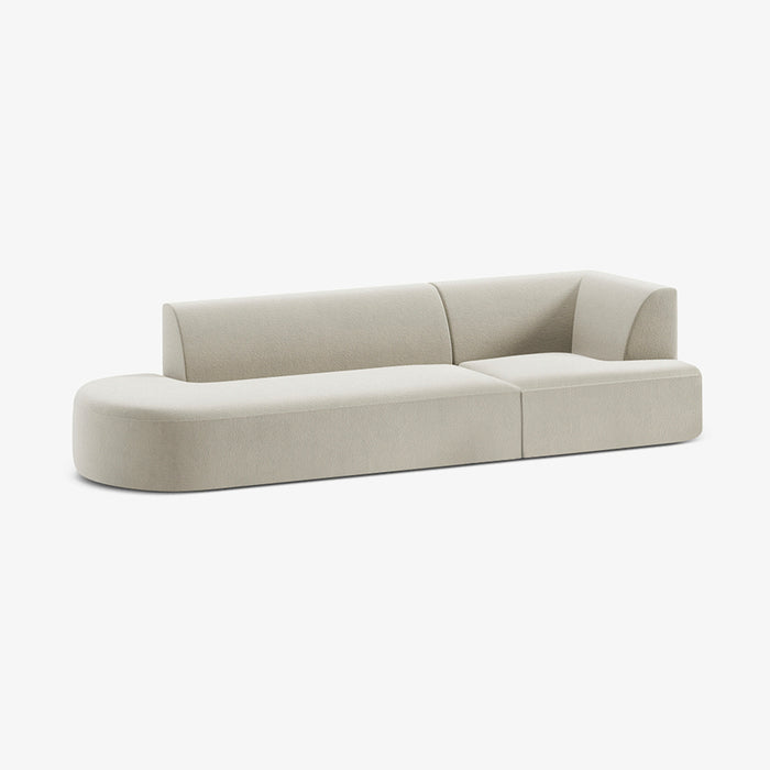 Emeterio | ספה תלת מושבית מעוגלת לסלון מבד בוקלה