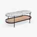 תמונה מזווית מספר 3 של המוצר KANTOR | שולחן טרצו-צבעוני אובלי לסלון עם מדף עץ וברזל