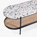 תמונה מזווית מספר 7 של המוצר KANTOR | שולחן טרצו-צבעוני אובלי לסלון עם מדף עץ וברזל