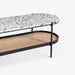 תמונה מזווית מספר 6 של המוצר KANTOR | שולחן טרצו-צבעוני אובלי לסלון עם מדף עץ וברזל
