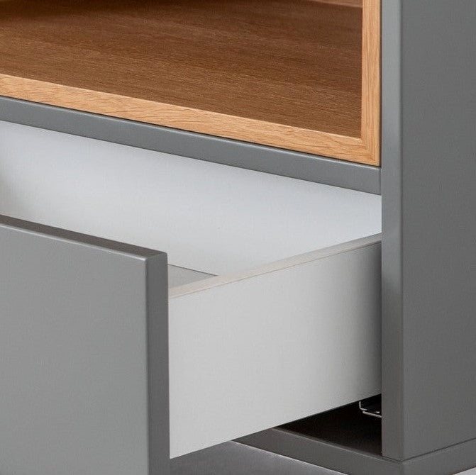 DALAWER NIGHTSTAND | שידת לילה נורדית עם מדף פתוח בגוון עץ אלון - KUALA