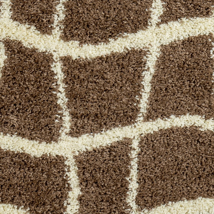 KOBEW | שטיח מרובעים מודרני בגווני שמנת וחום