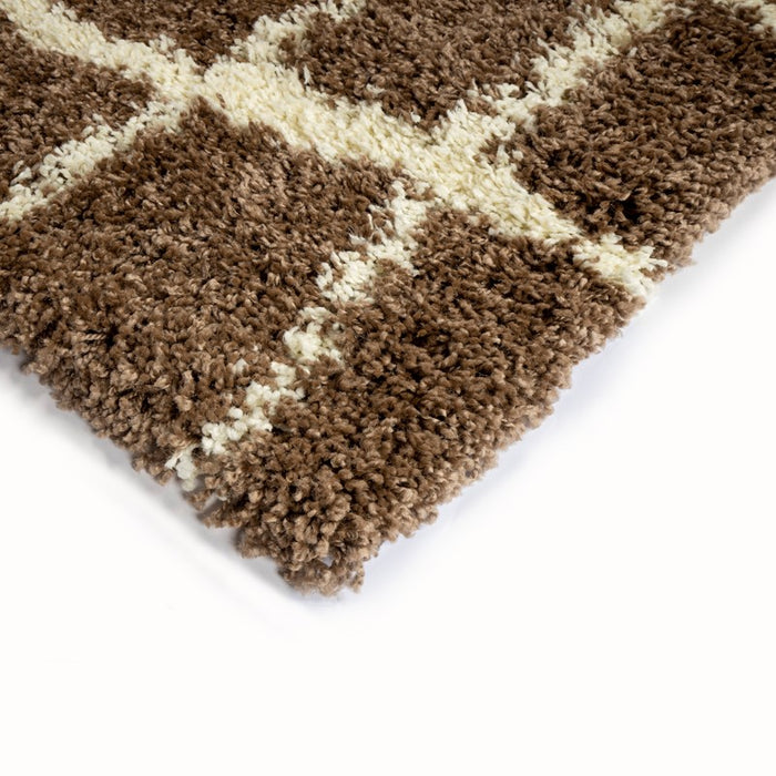 KOBEW | שטיח מרובעים מודרני בגווני שמנת וחום
