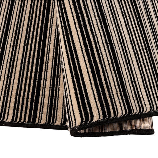 מעבר לעמוד מוצר FAOLAN | שטיח פסים בגווני שחור ושמנת