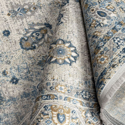 מעבר לעמוד מוצר PRISHA | שטיח מעוצב בגווני בז' כחול ואפור