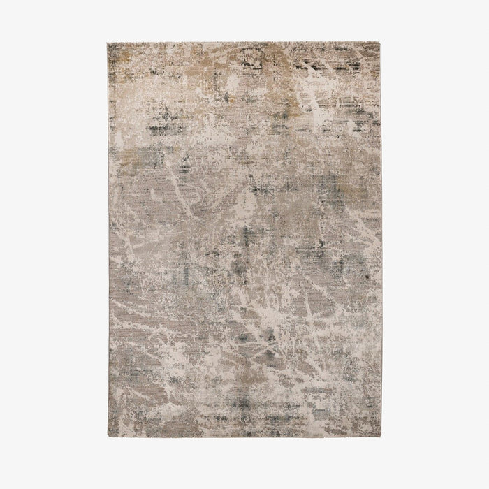 שטיח פוליאסטר בגווני בז', חום ואפור בהדפס מופשט