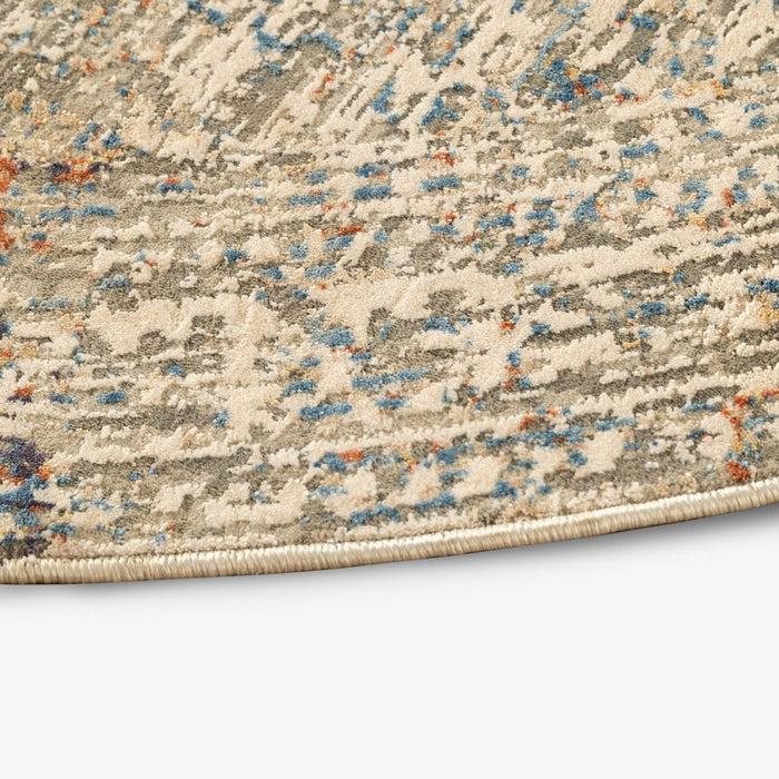SORAY | שטיח אתני עגול בגוונים של בז' וכחול