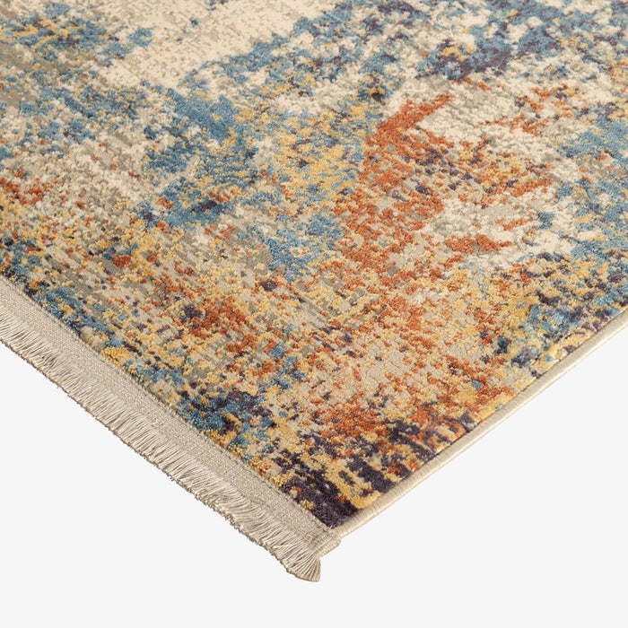 DRISANU | שטיח מעוצב למסדרון בגוונים של בז' וכחול