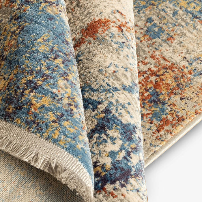 DRISANU | שטיח מעוצב למסדרון בגוונים של בז' וכחול