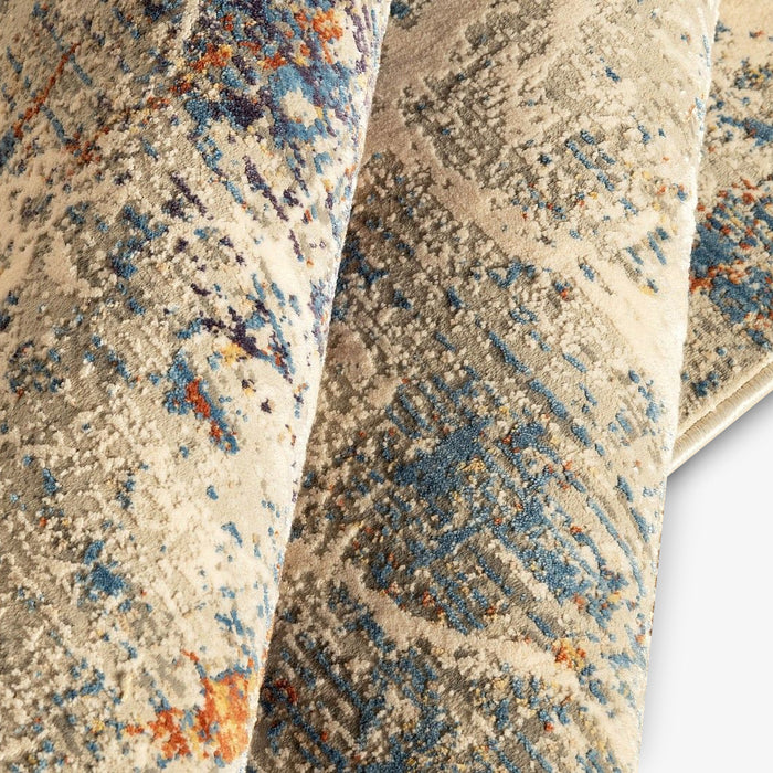 DHARMO | שטיח למסדרון בעיצוב מופשט בגוונים של בז' וכחול