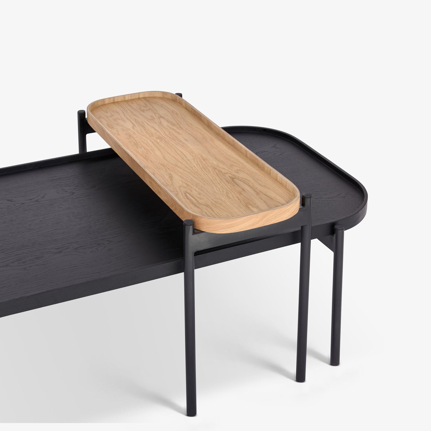 CARLSSON | סט שולחנות סלון מעץ בגווני שחור וטבעי - KUALA