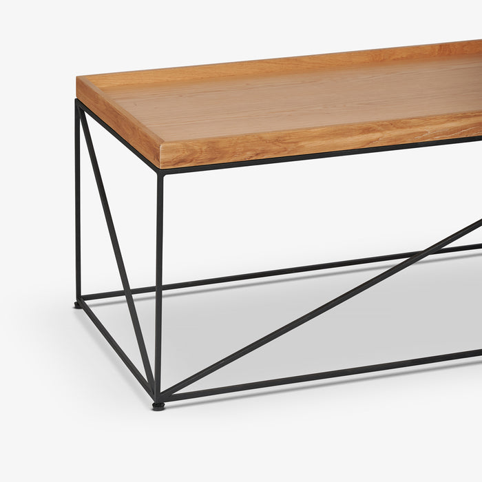 FLASH | שולחן מלבני מעץ אלון בשילוב מסגרת מתכת מושחרת
