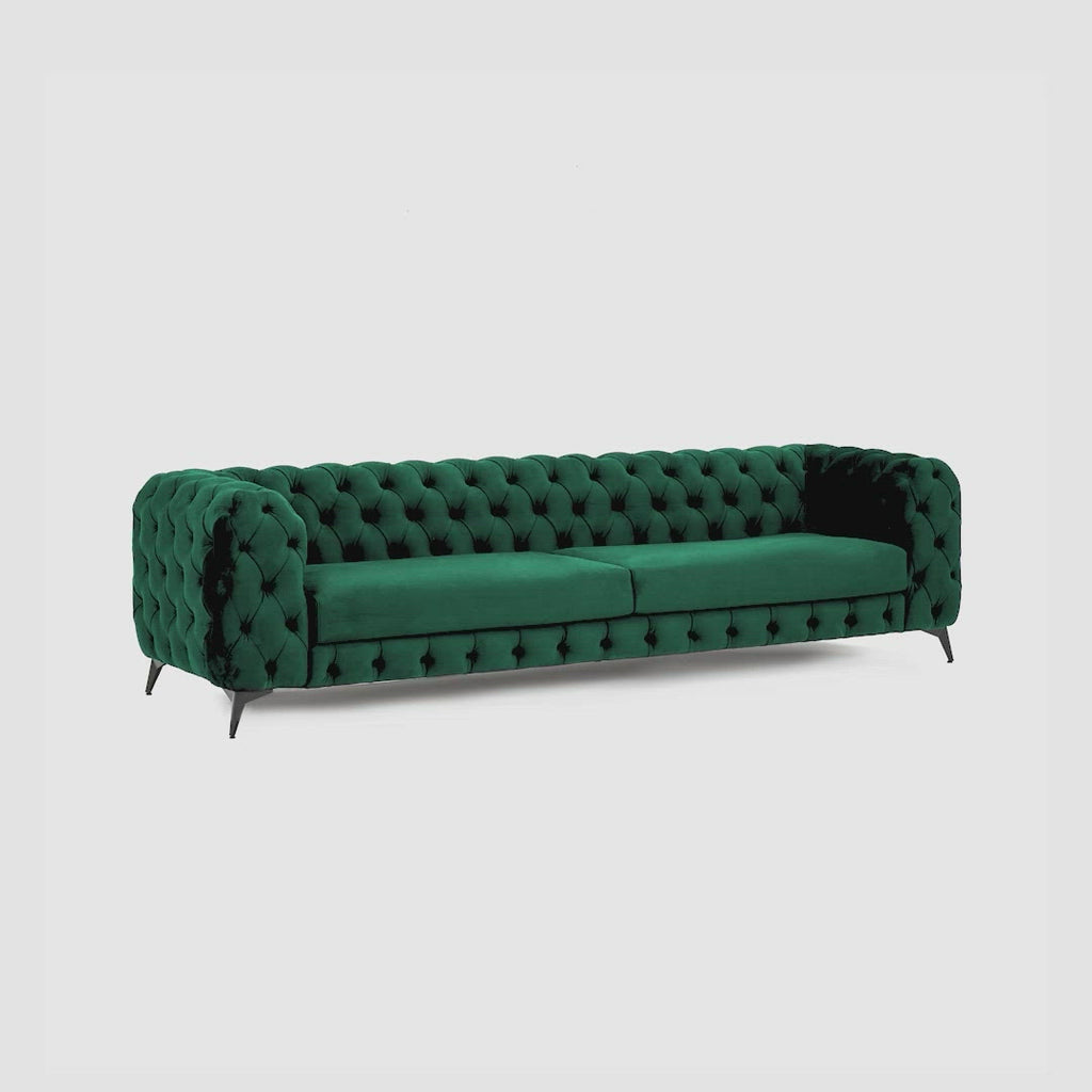 ספה ארוכה ירוקה לסלון