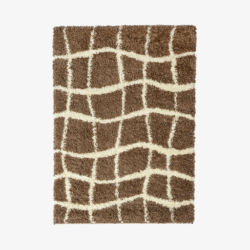 מעבר לעמוד מוצר KOBEW | שטיח מרובעים מודרני בגווני שמנת וחום