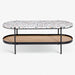 תמונה מזווית מספר 4 של המוצר KANTOR | שולחן טרצו-צבעוני אובלי לסלון עם מדף עץ וברזל