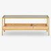 תמונה מזווית מספר 3 של המוצר MOXI | שולחן מלבני מברזל מוזהב, עץ וחיפוי זכוכית