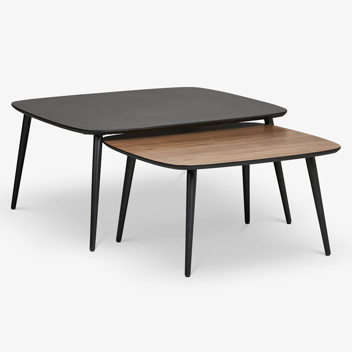 NIX | סט שולחנות לסלון בגווני שחור ואגוז אמריקאי - KUALA