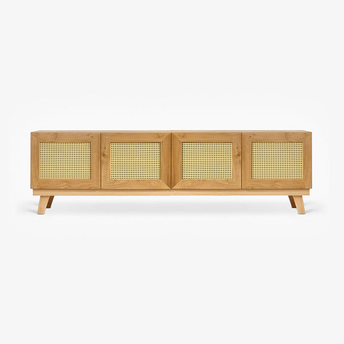 ROMNEI | מזנון לסלון עשוי עץ בשילוב ראטן